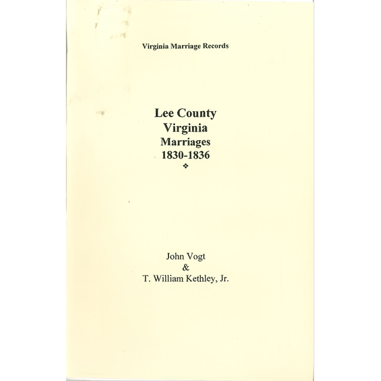 Lee County, Virginia Marriages, 1830-1836