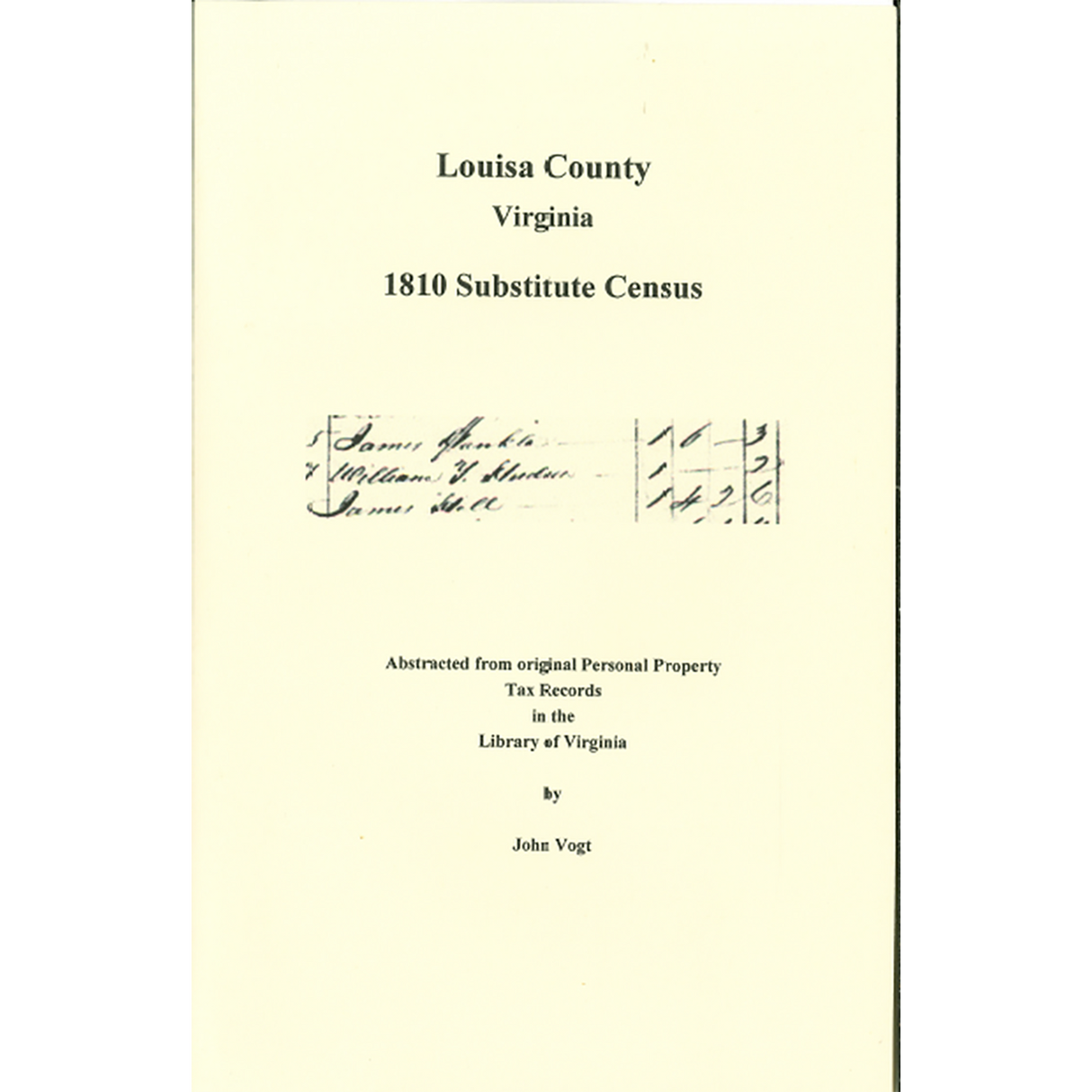 Louisa County, Virginia 1810 "Substitute Census"