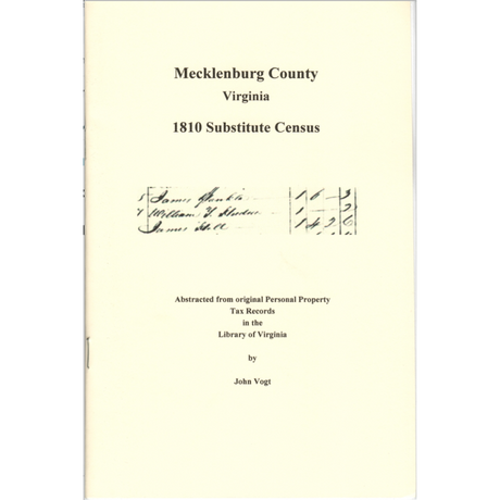 Mecklenburg County, Virginia 1810 Substitute Census