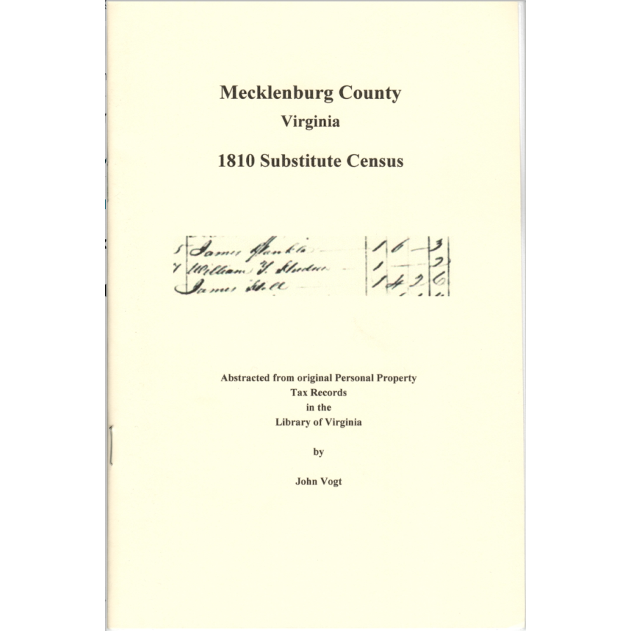 Mecklenburg County, Virginia 1810 Substitute Census