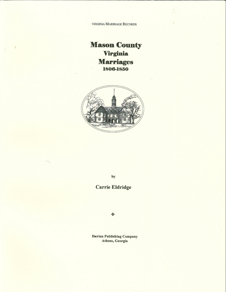 Mason County, Virginia Marriages, 1806-1850