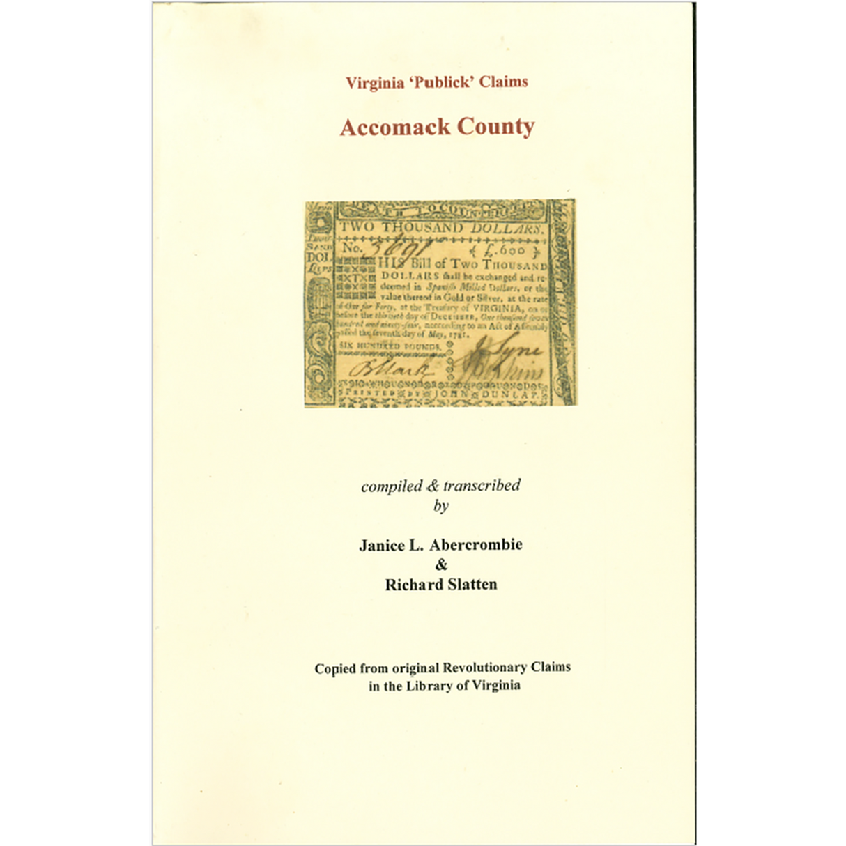 Accomack County, Virginia Revolutionary "Publick" Claims