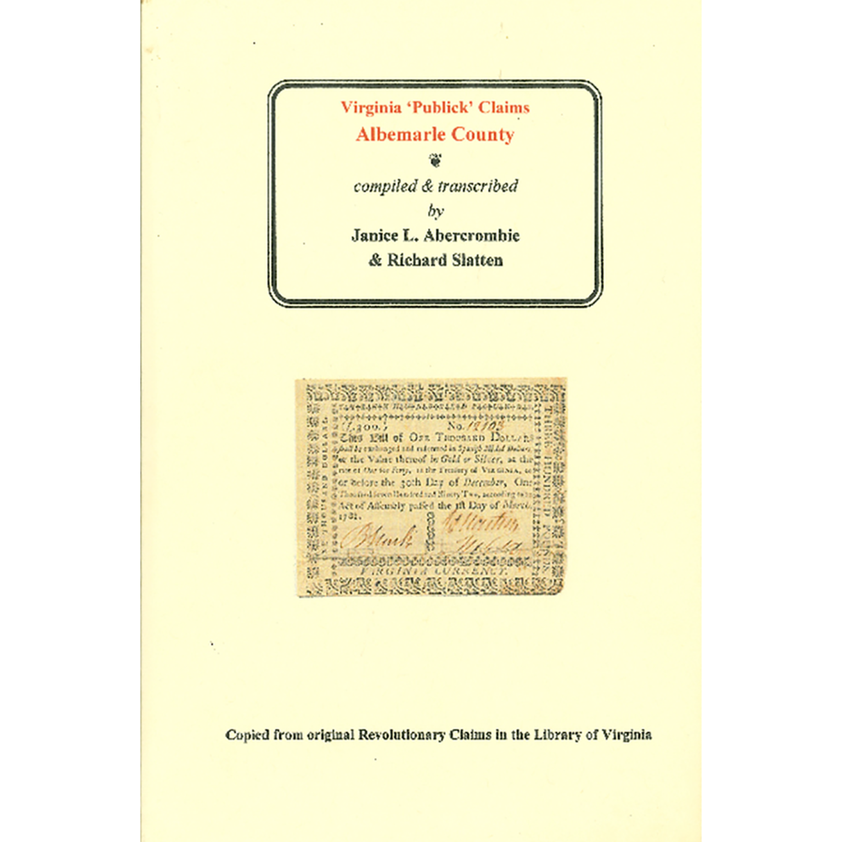 Albemarle County, Virginia Revolutionary "Publick" Claims