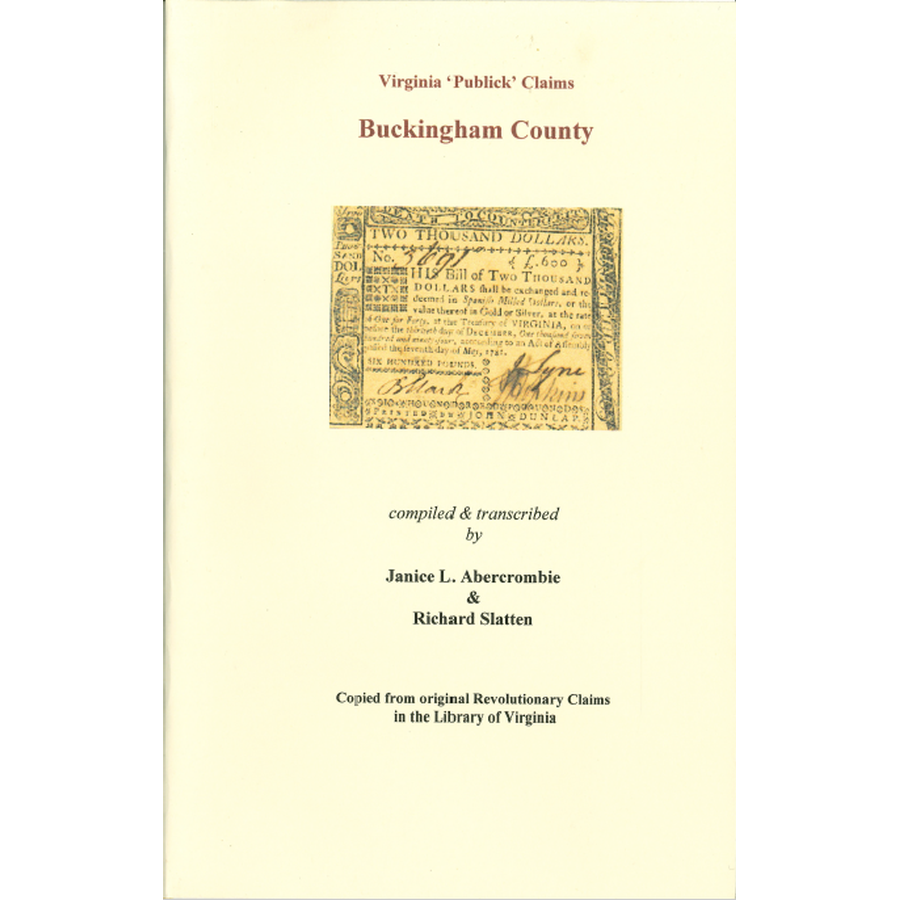Buckingham County, Virginia Revolutionary "Publick" Claims