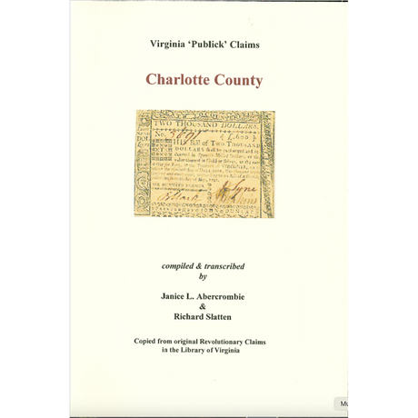 Charlotte County, Virginia Revolutionary "Publick" Claims