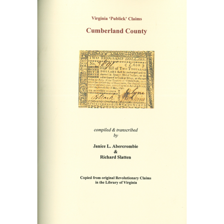 Cumberland County, Virginia Revolutionary "Publick" Claims