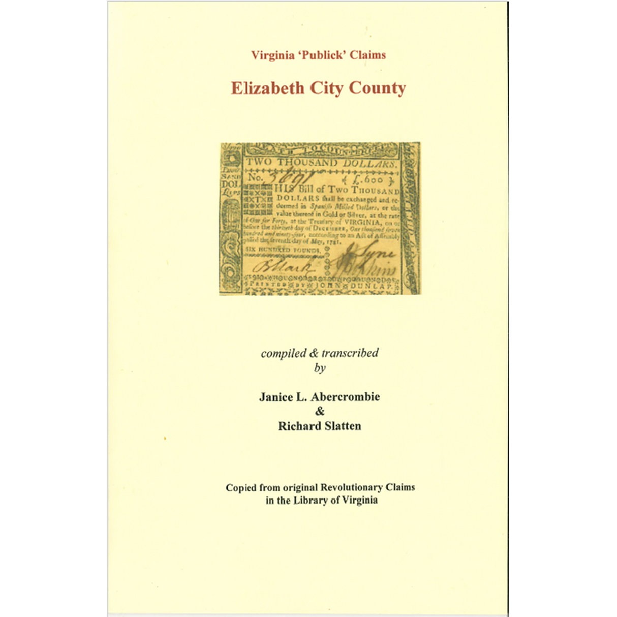 Elizabeth City County, Virginia Revolutionary "Publick" Claims