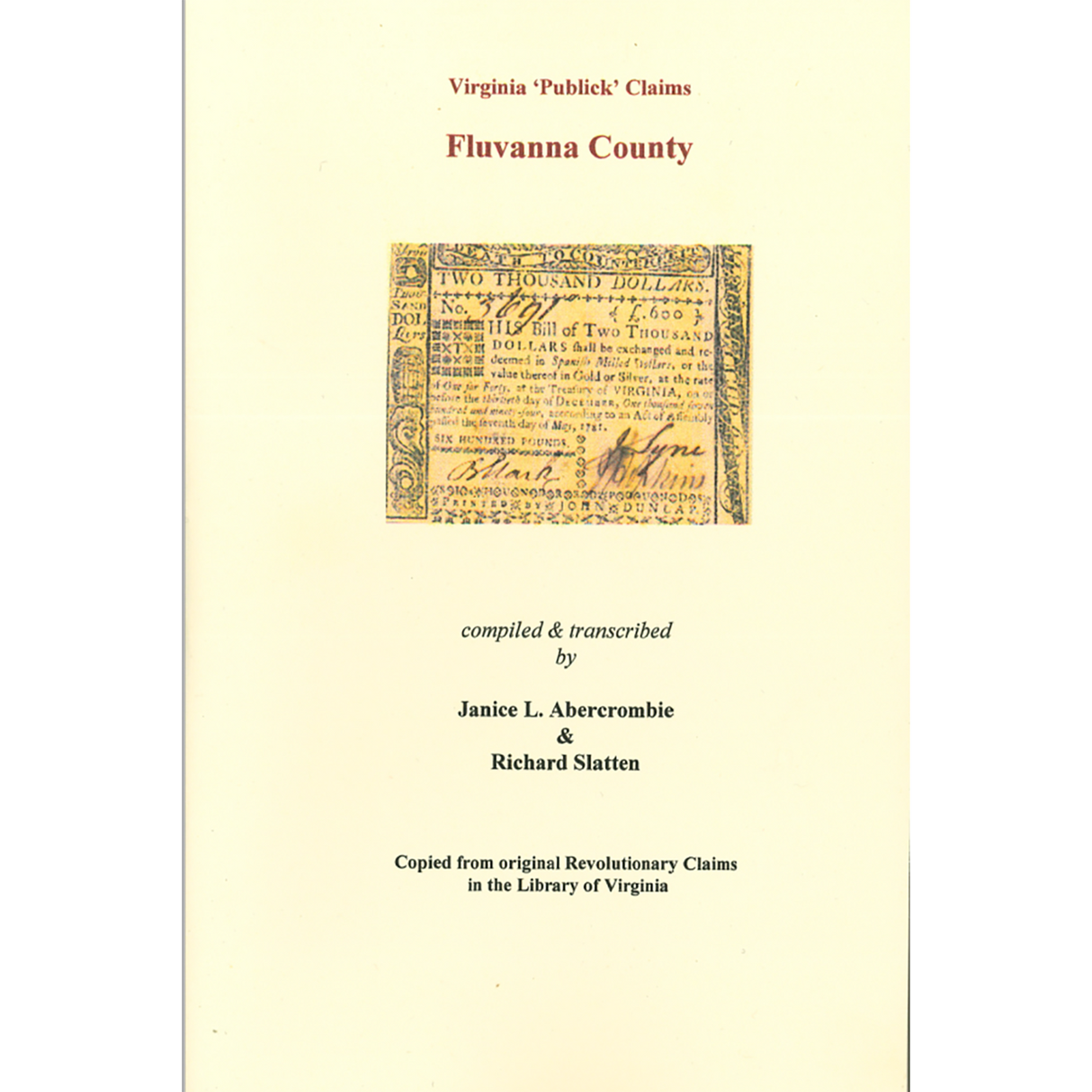 Fluvanna County, Virginia Revolutionary "Publick" Claims