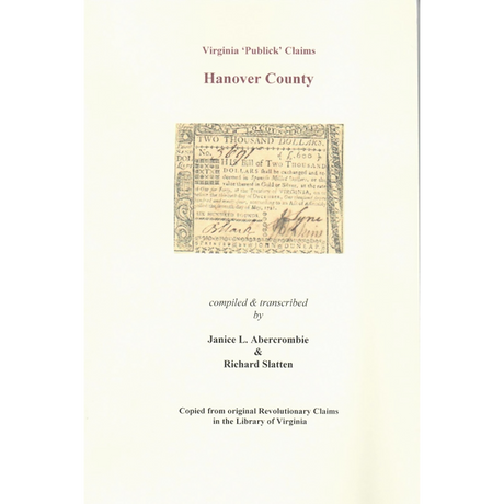 Hanover County, Virginia Revolutionary "Publick" Claims