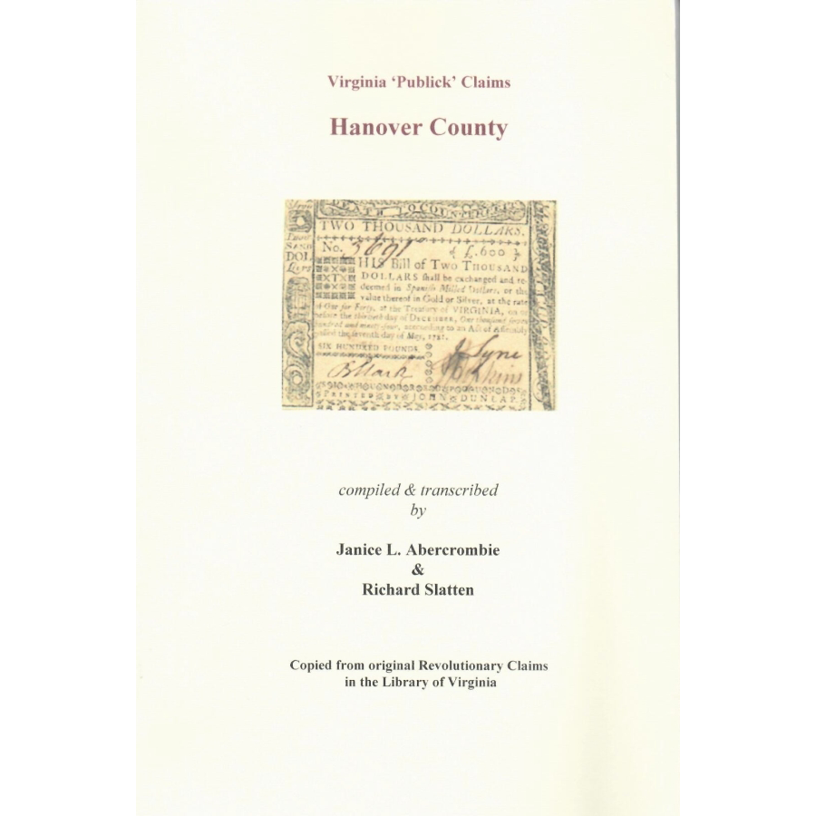 Hanover County, Virginia Revolutionary "Publick" Claims