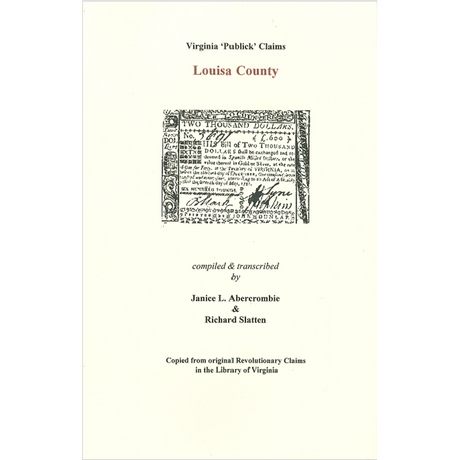 Louisa County, Virginia Revolutionary "Publick" Claims