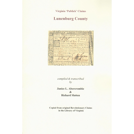 Lunenburg County, Virginia Revolutionary "Publick" Claims