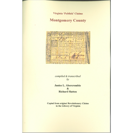 Montgomery County, Virginia Revolutionary "Publick" Claims
