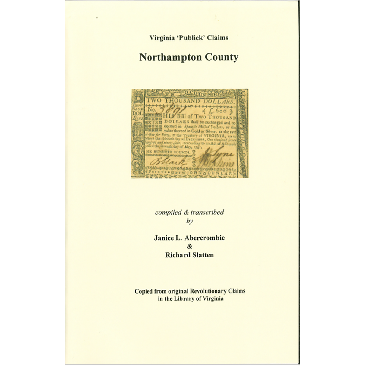 Northampton County, Virginia Revolutionary "Publick" Claims