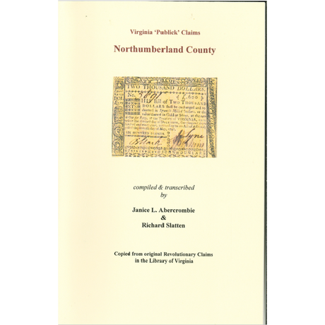 Northumberland County, Virginia Revolutionary "Publick" Claims