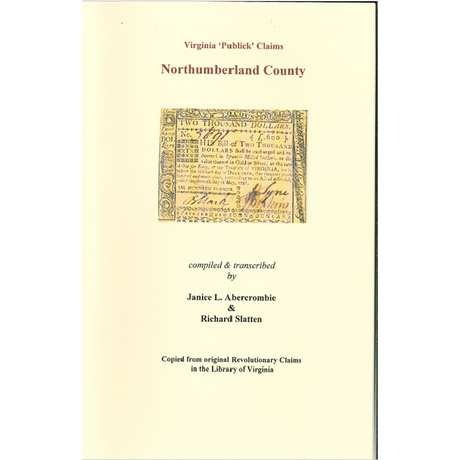 Northumberland County, Virginia Revolutionary "Publick" Claims