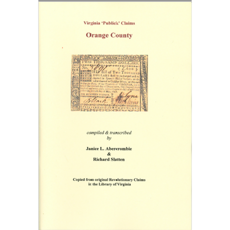 Orange County, Virginia Revolutionary "Publick" Claims