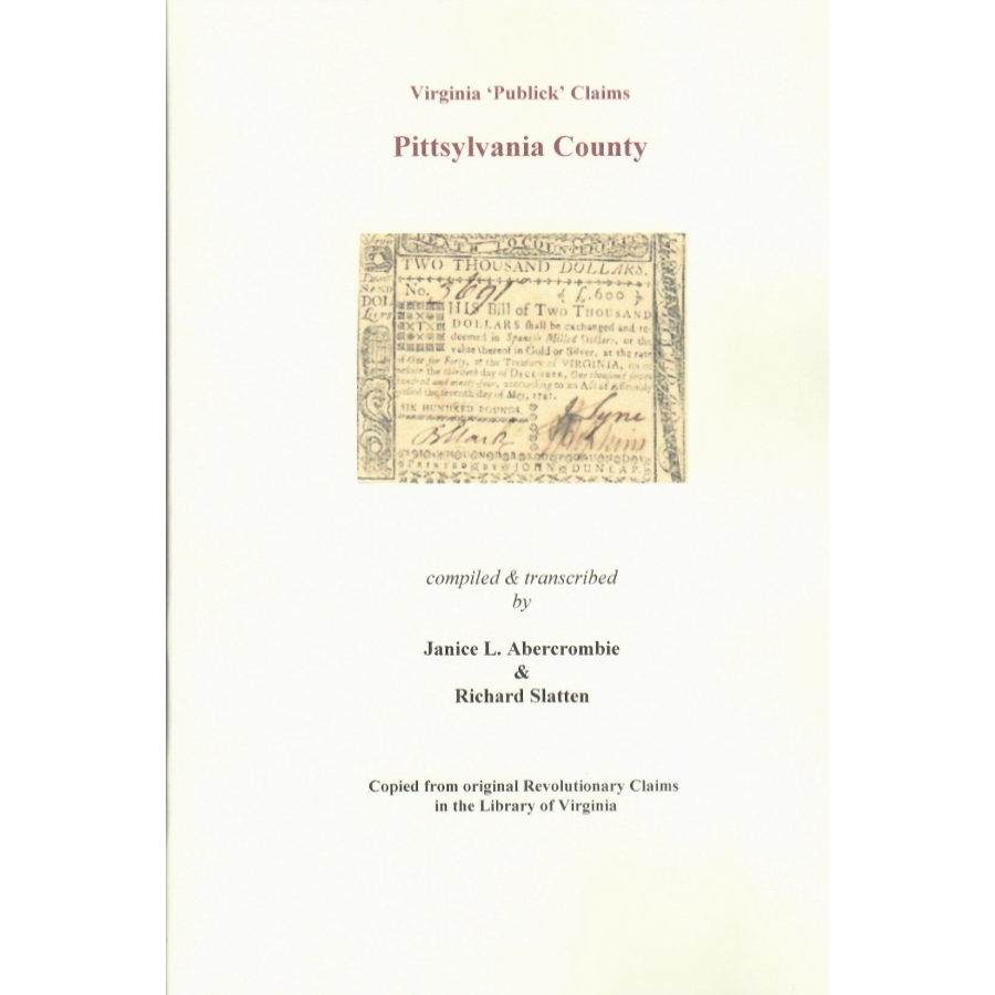 Pittsylvania County, Virginia Revolutionary "Publick" Claims