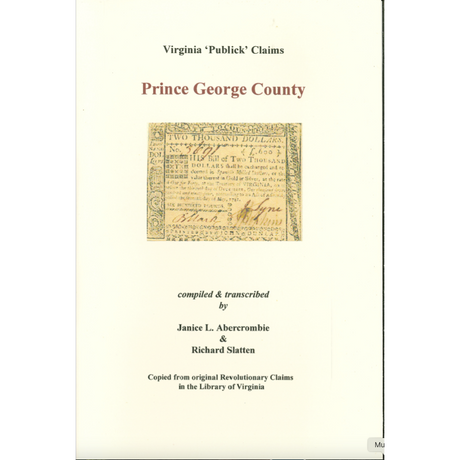 Prince George County, Virginia Revolutionary "Publick" Claims