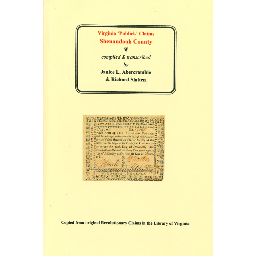 Shenandoah County, Virginia Revolutionary "Publick" Claims