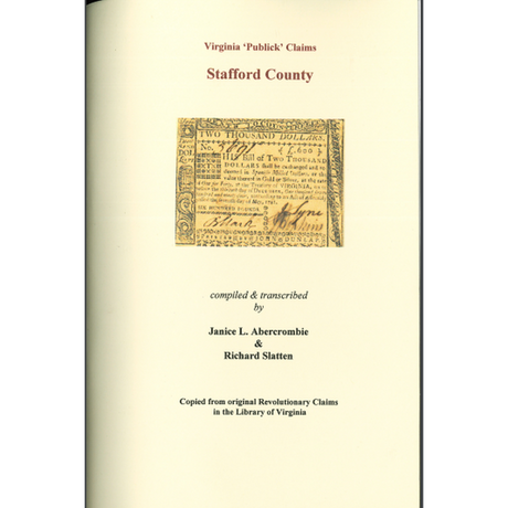 Stafford County, Virginia Revolutionary "Publick" Claims