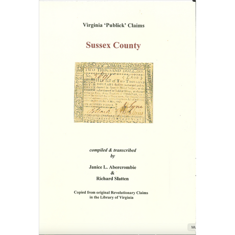 Sussex County, Virginia Revolutionary "Publick" Claims