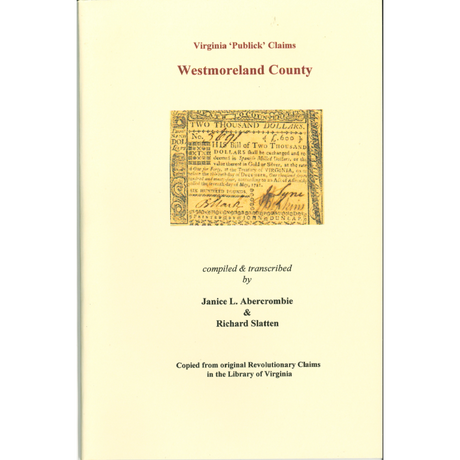 Westmoreland County, Virginia Revolutionary Public Claims