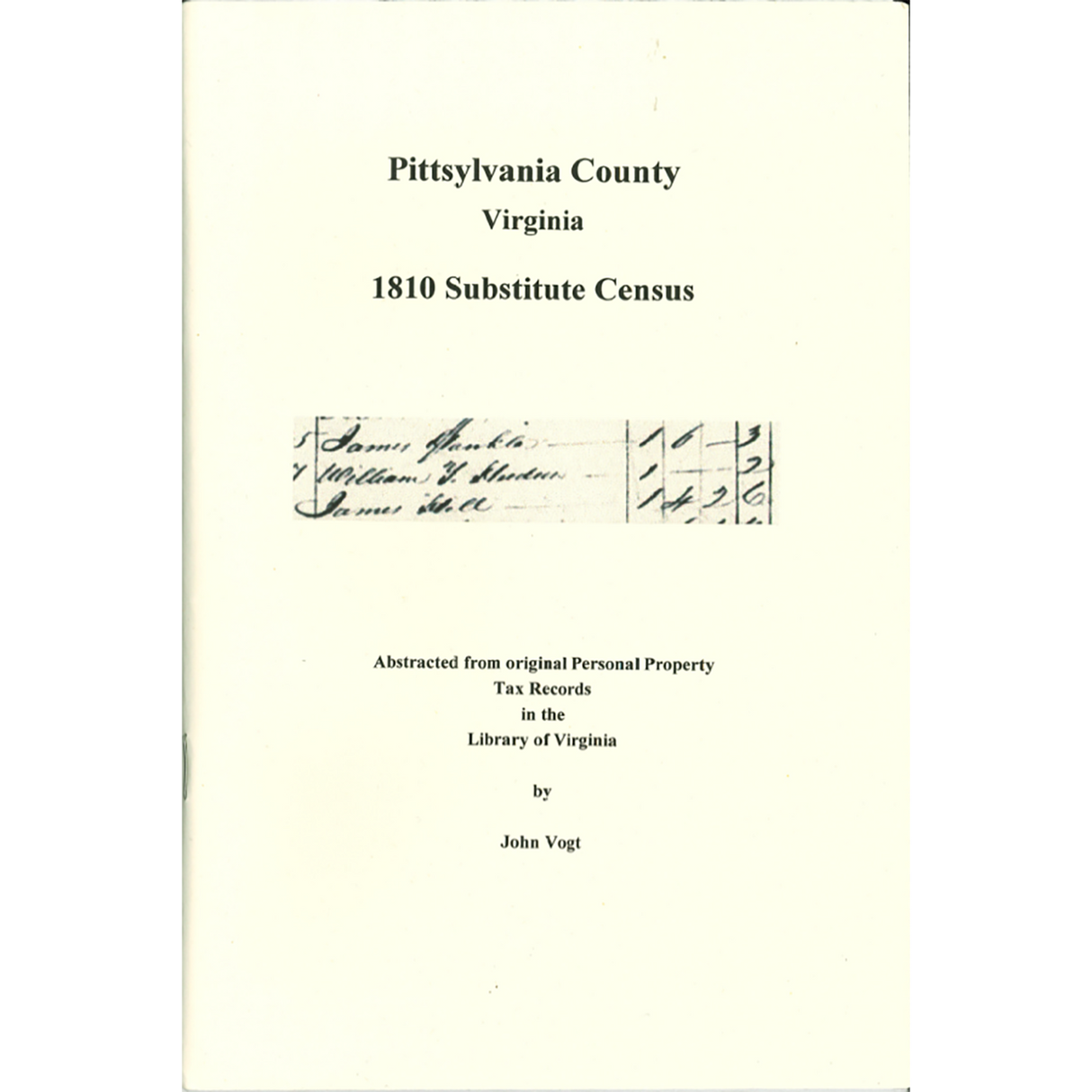 Pittsylvania County, Virginia 1810 Substitute Census
