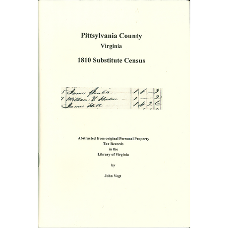 Pittsylvania County, Virginia 1810 Substitute Census