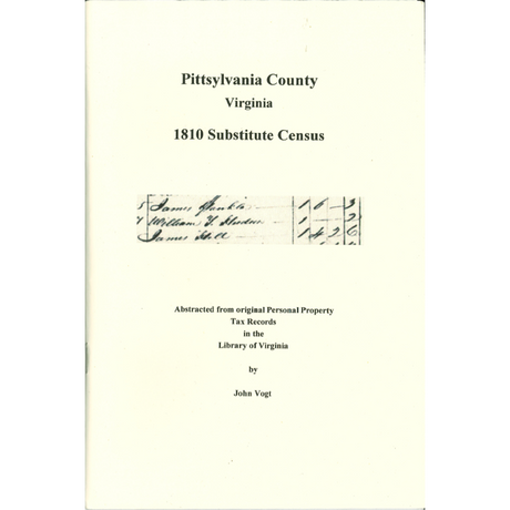 Pittsylvania County, Virginia 1810 Substitute Census
