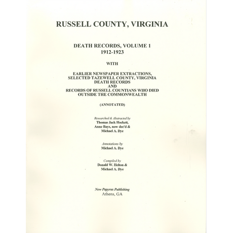 Russell County, Virginia: Volume 1, 1912-1923