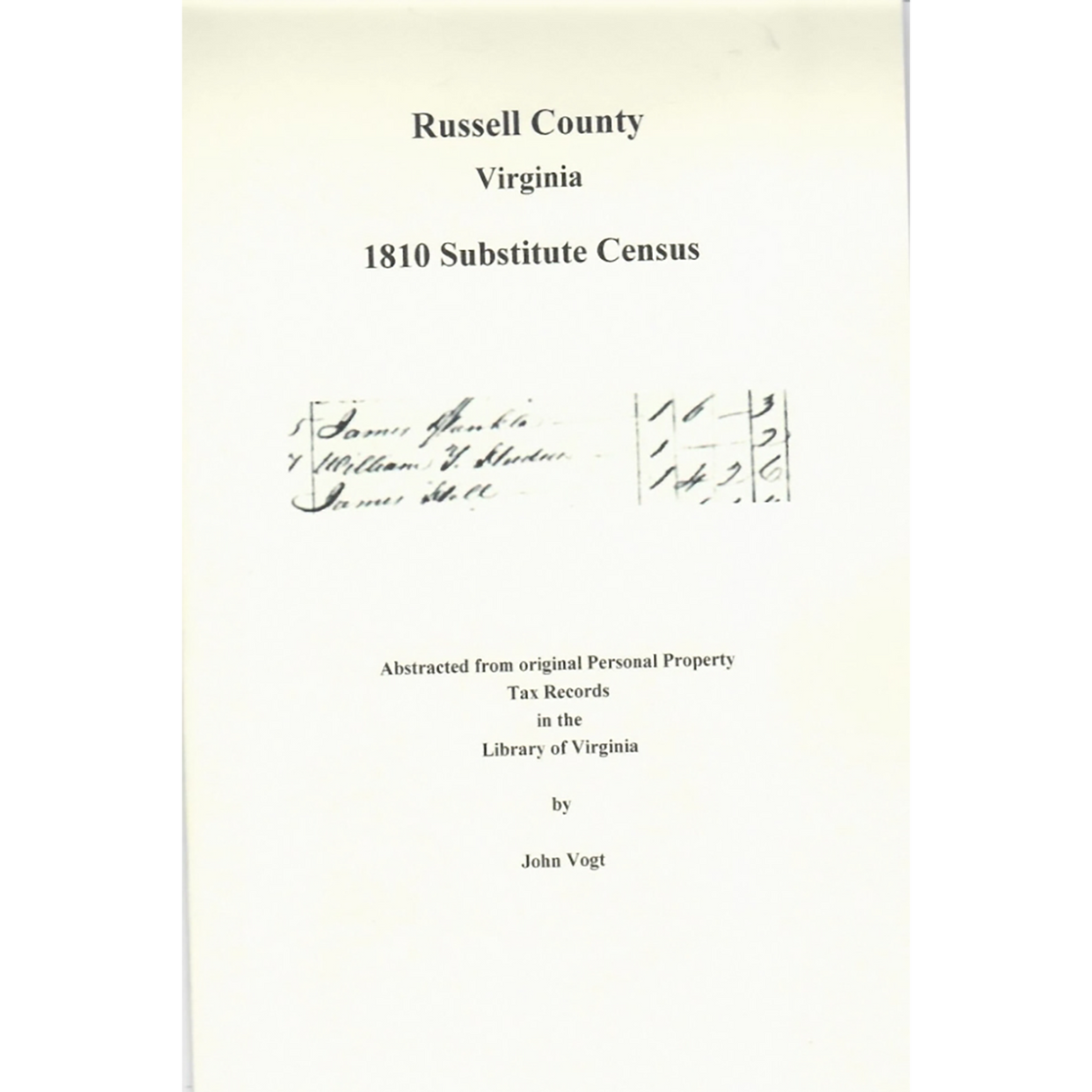 Russell County, Virginia 1810 Substitute Census