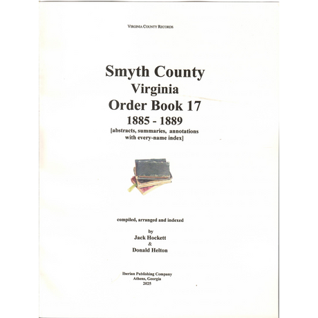 Smyth County, Virginia Order Book 17, 1885-1889