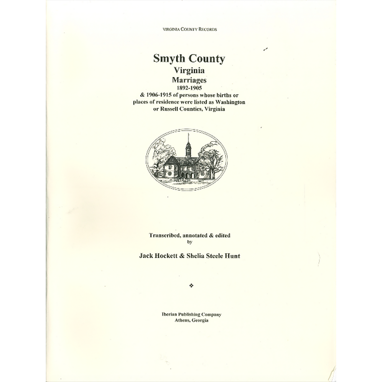 Smyth County, Virginia Marriages, 1892-1905