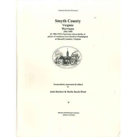 Smyth County, Virginia Marriages, 1892-1905