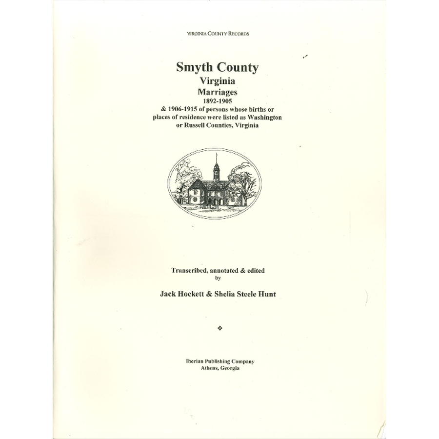 Smyth County, Virginia Marriages, 1892-1905