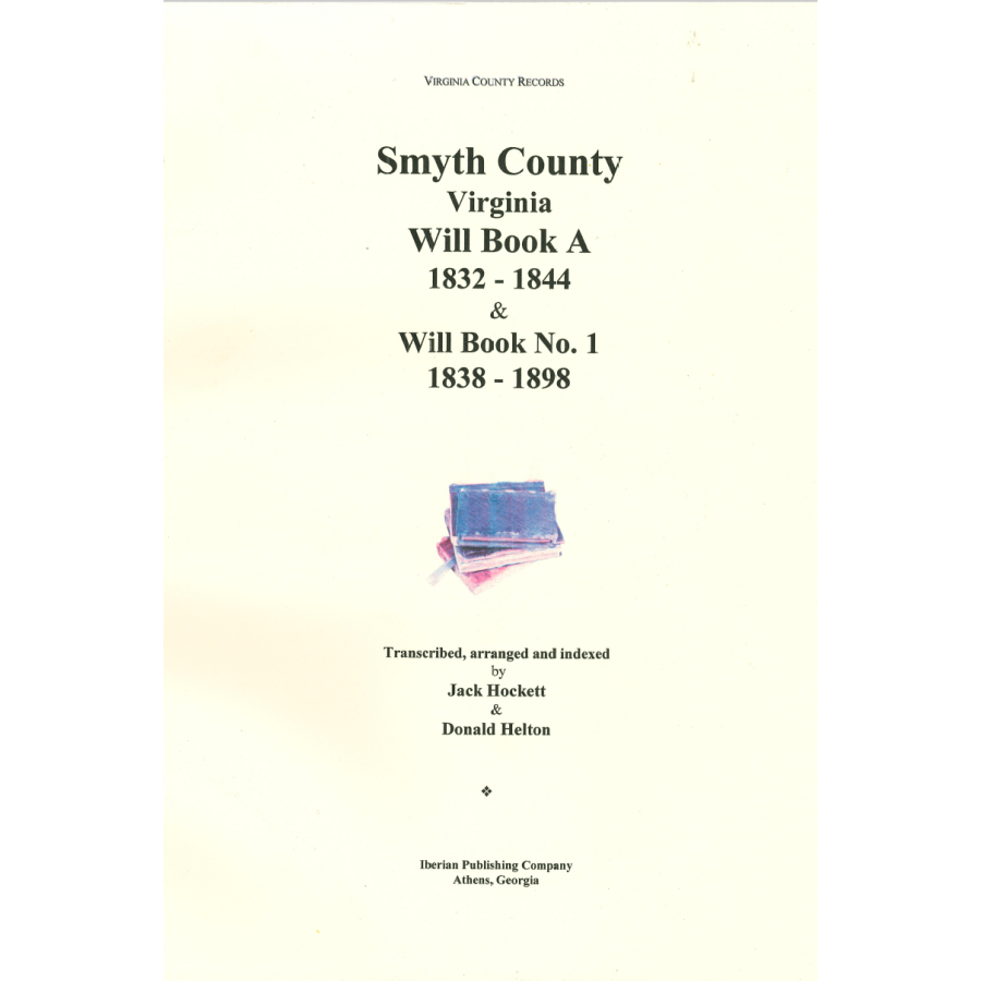 Smyth County VA Will Book A and Will book no 1 cover