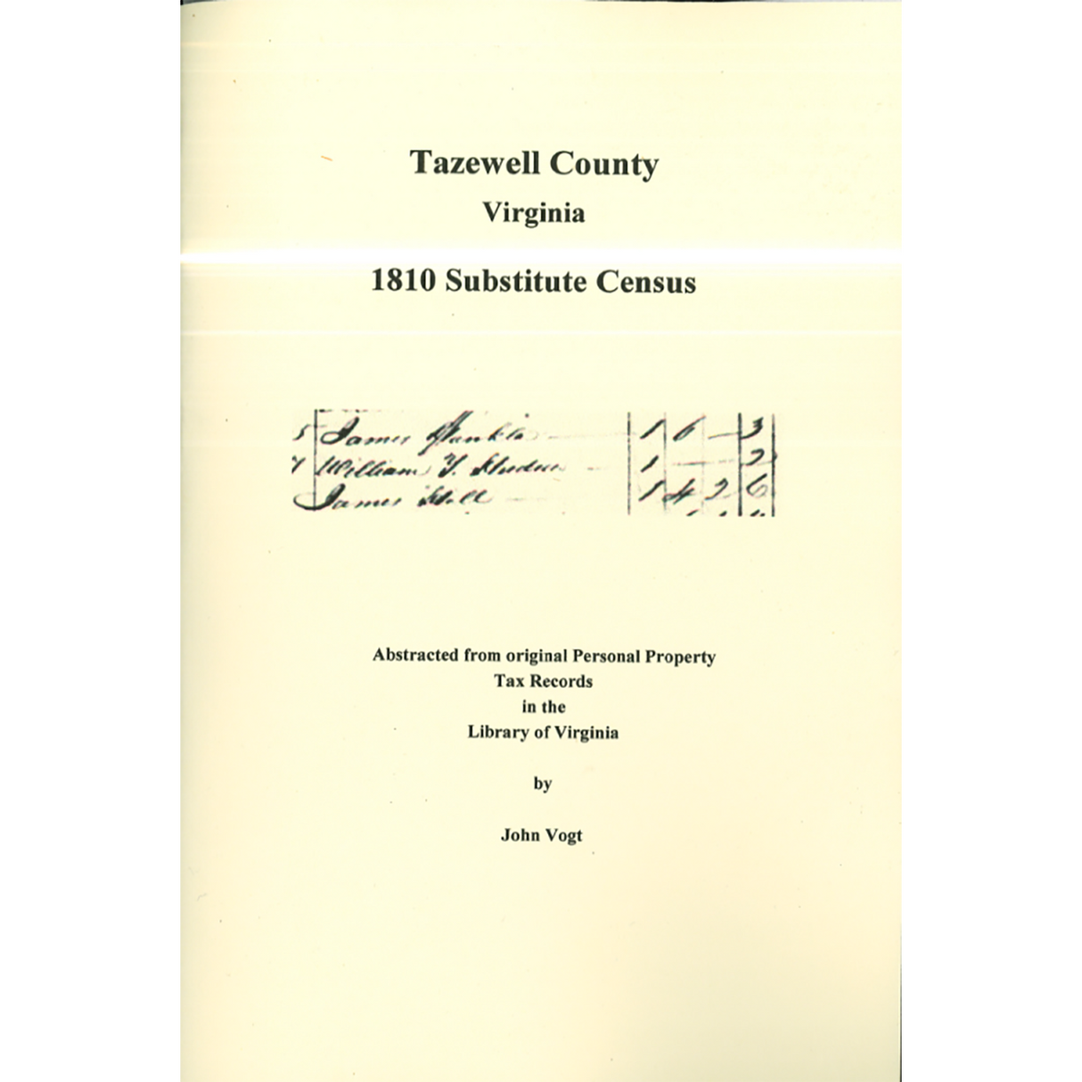Tazewell County, Virginia 1810 Substitute Census