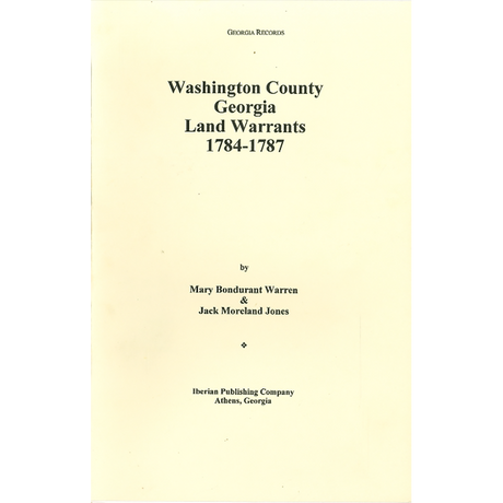 Washington County, Georgia Land Warrants, 1784-1787