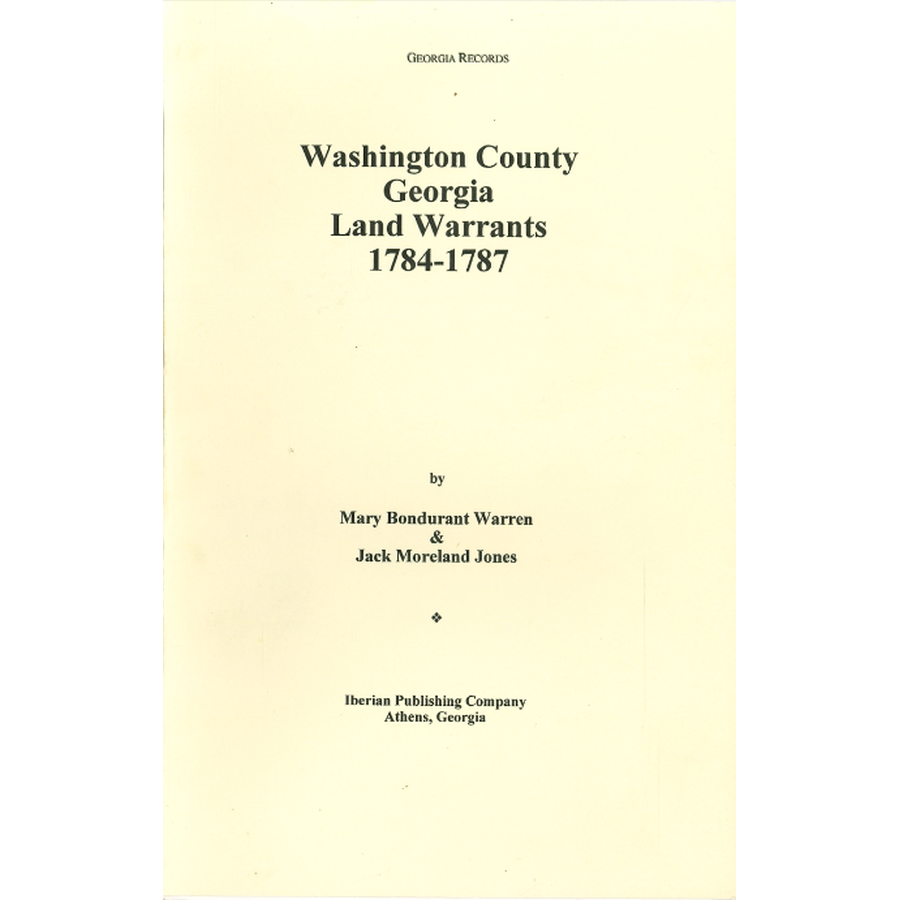 Washington County, Georgia Land Warrants, 1784-1787