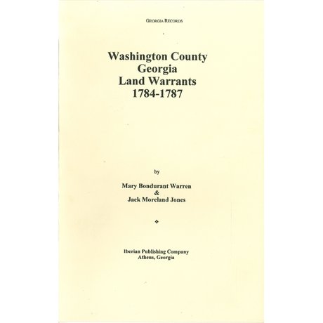 Washington County, Georgia Land Warrants, 1784-1787