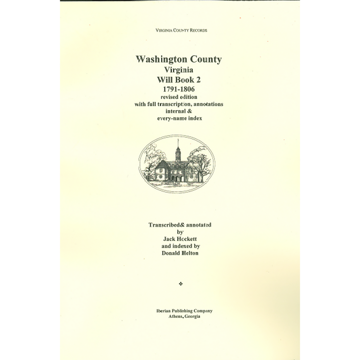 Washington County, Virginia Will Book 2, 1791-1806