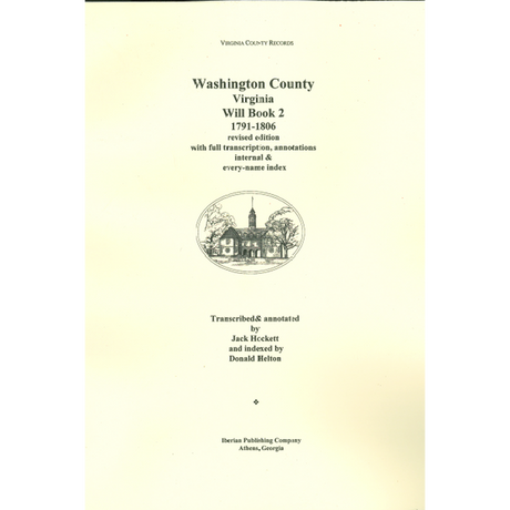 Washington County, Virginia Will Book 2, 1791-1806