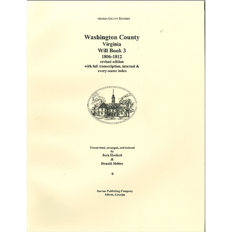 Washington County, Virginia Will Book 3, 1806-1812