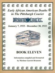 Early African American Deaths in the Pittsburgh Courier, Book Eleven, from January 7, 1933-December 30, 1933