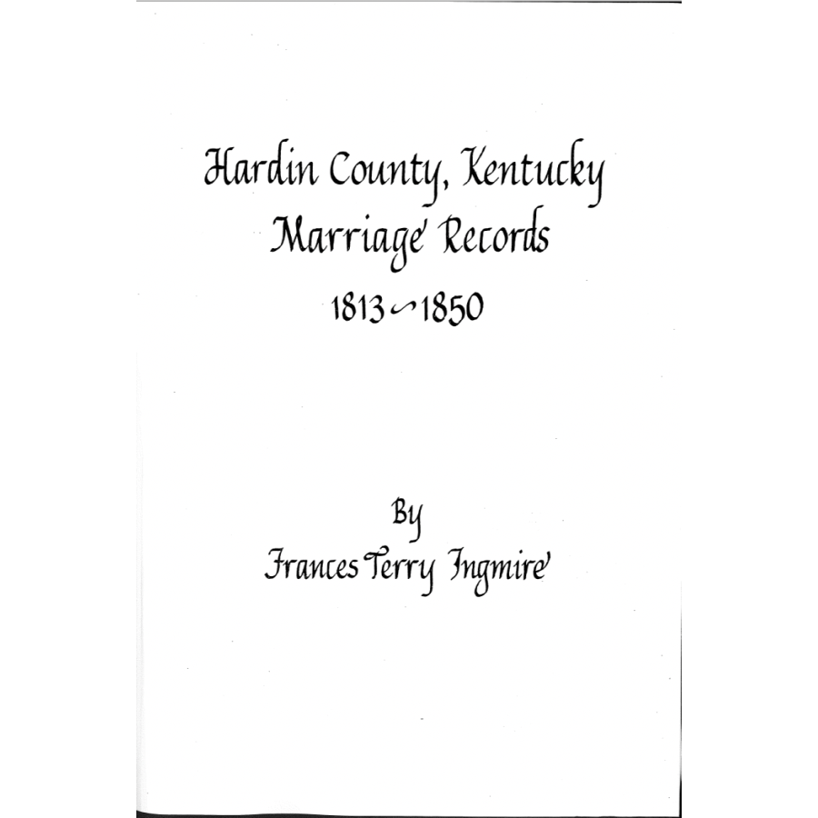 Hardin County, Kentucky Marriage Records 1813-1850