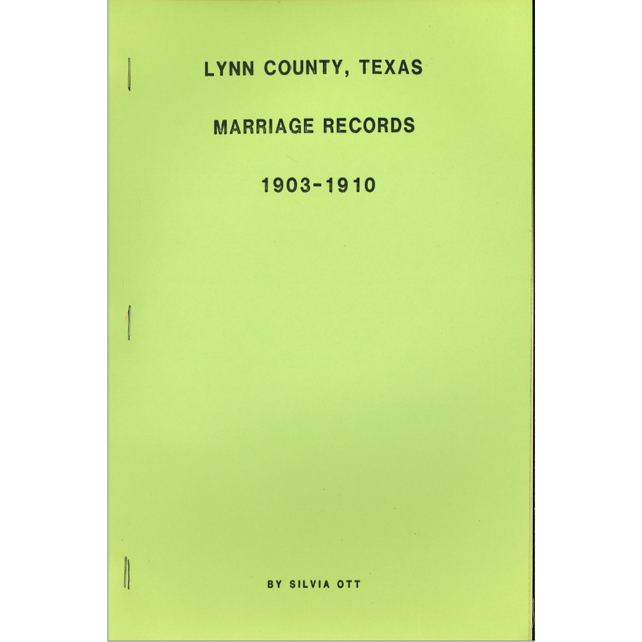 Lynn County, Texas Marriage Records 1903-1910