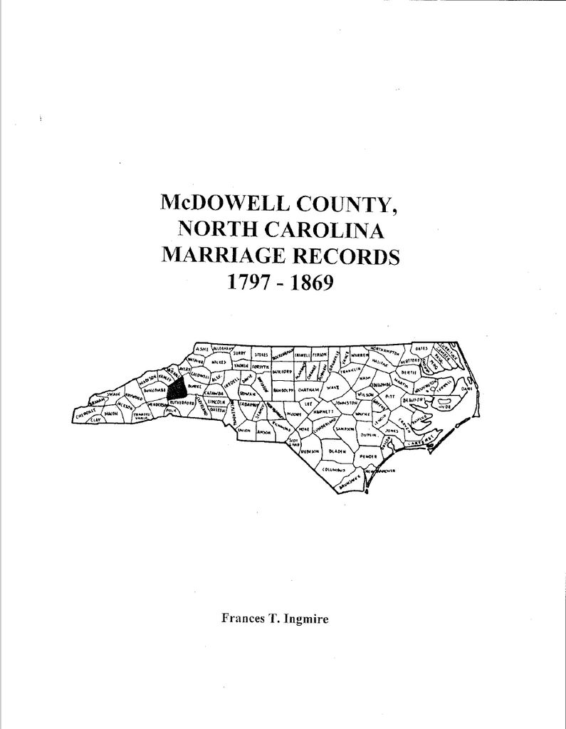 McDowell County, North Carolina Marriage Records, 1797-1869