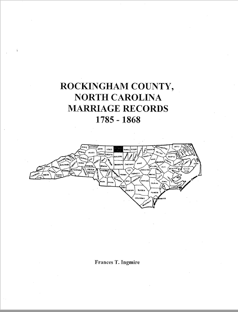 Rockingham County, North Carolina Marriage Records, 1785-1868