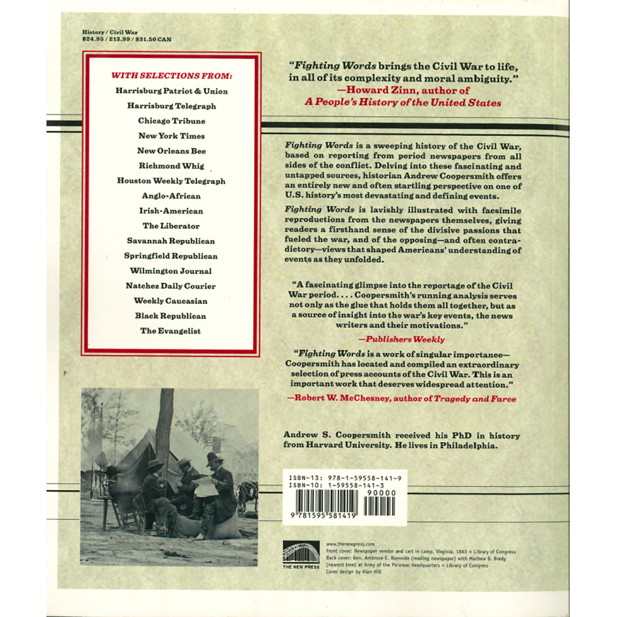 Fighting Words: An Illustrated History of Newspaper Accounts of the Civil War back cover